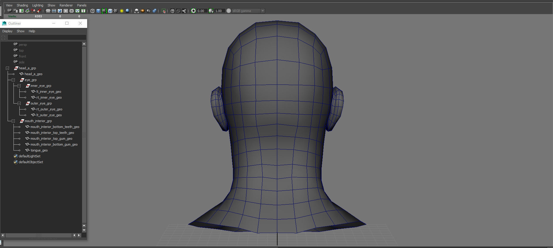 Head base and Mouth interior and Eyes with symmetrical UV Low-poly 3D model_13