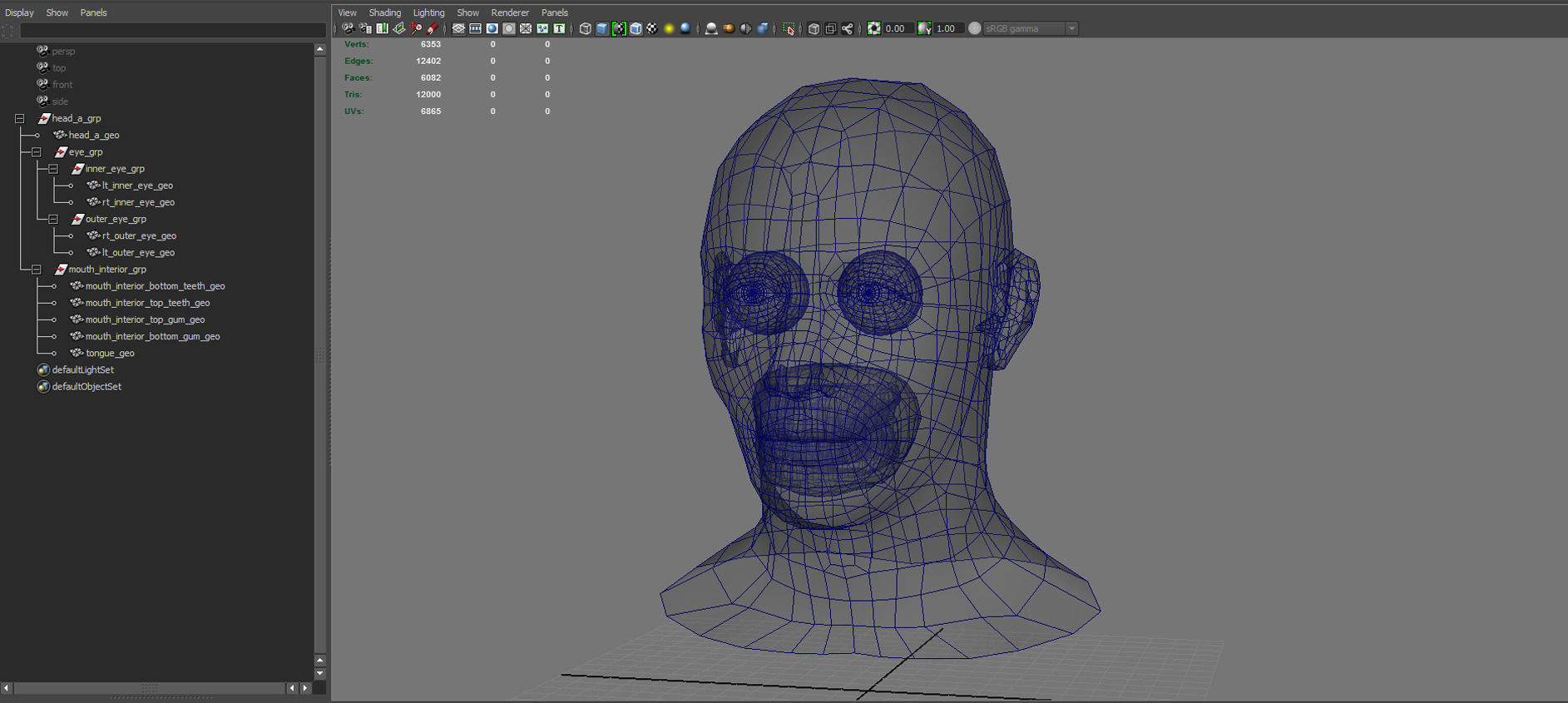 Head base and Mouth interior and Eyes with symmetrical UV Low-poly 3D model_15