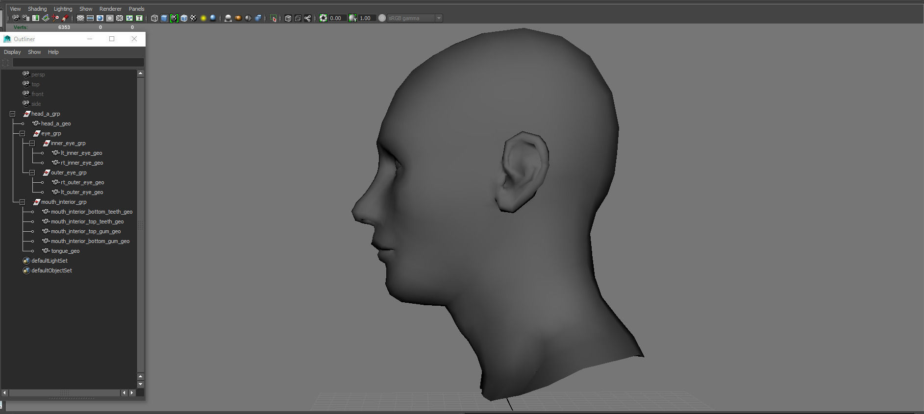 Head base and Mouth interior and Eyes with symmetrical UV Low-poly 3D model_9