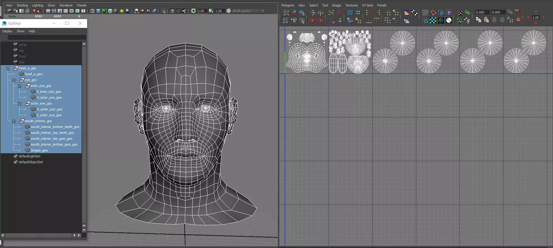 Head base and Mouth interior and Eyes with symmetrical UV Low-poly 3D model_0