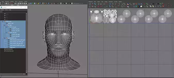 Head base and Mouth interior and Eyes with symmetrical UV
