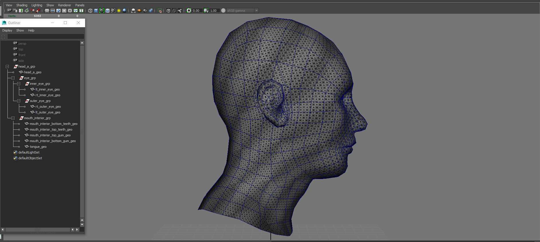 Head base and Mouth interior and Eyes with symmetrical UV Low-poly 3D model_8