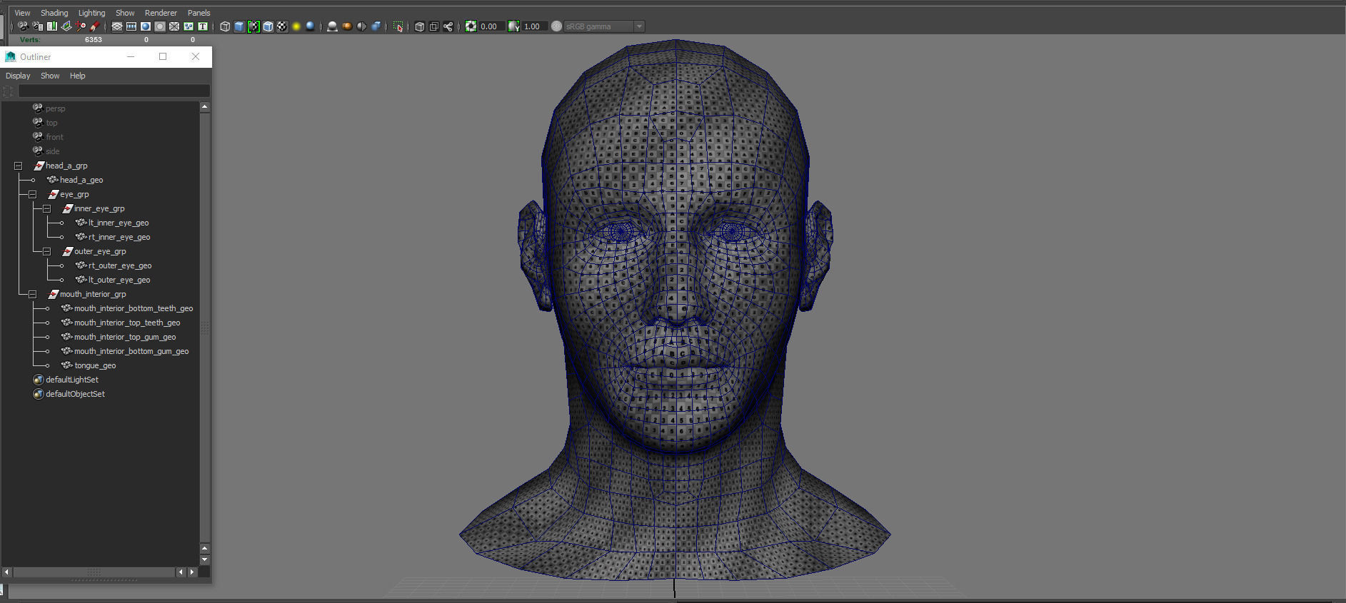 Head base and Mouth interior and Eyes with symmetrical UV Low-poly 3D model_5