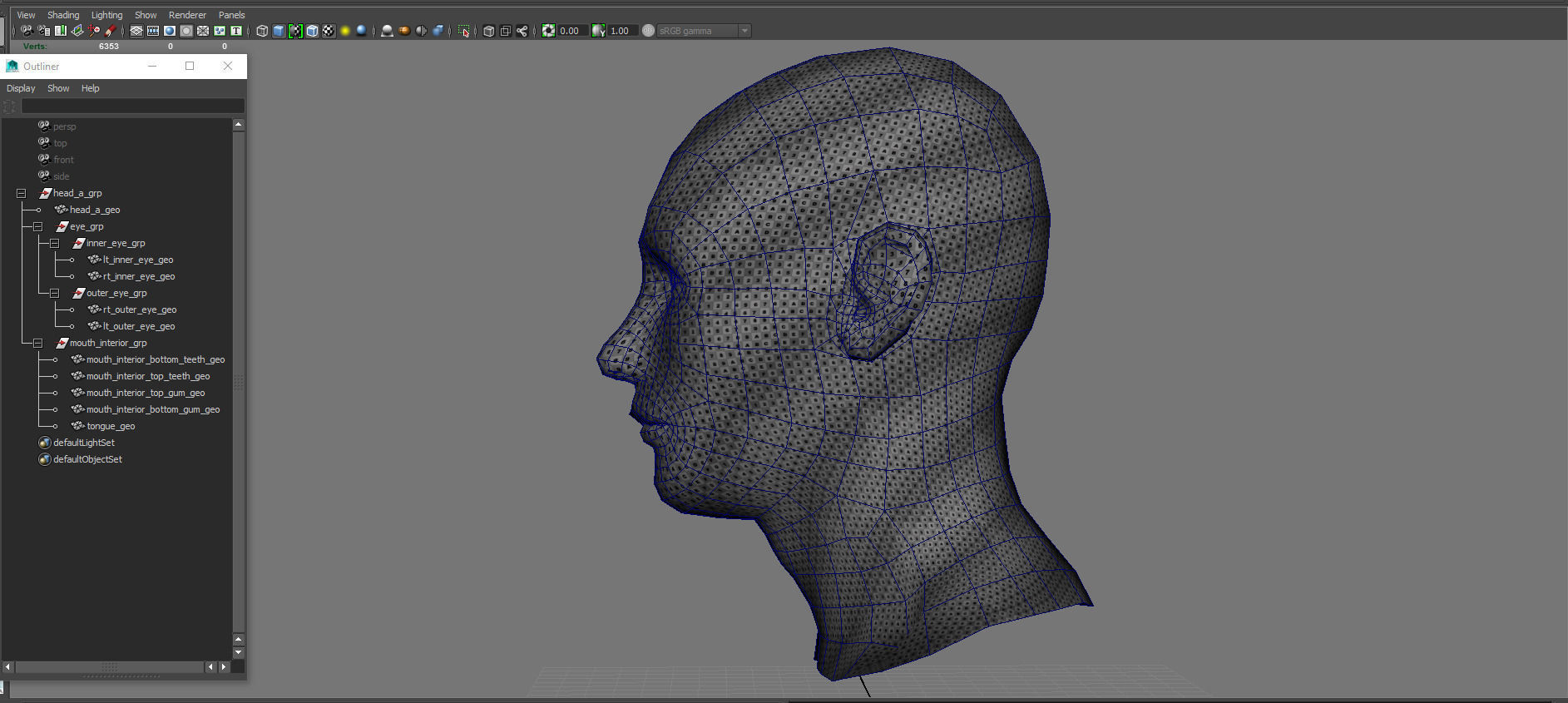Head base and Mouth interior and Eyes with symmetrical UV Low-poly 3D model_11