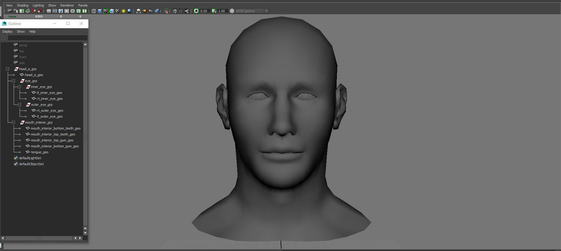Head base and Mouth interior and Eyes with symmetrical UV Low-poly 3D model_3