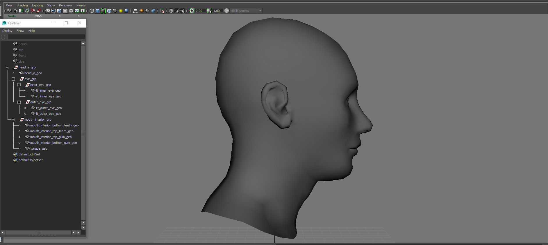 Head base and Mouth interior and Eyes with symmetrical UV Low-poly 3D model_6