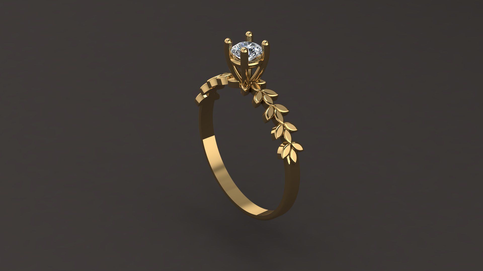 Solitare Ring 3D print model_7