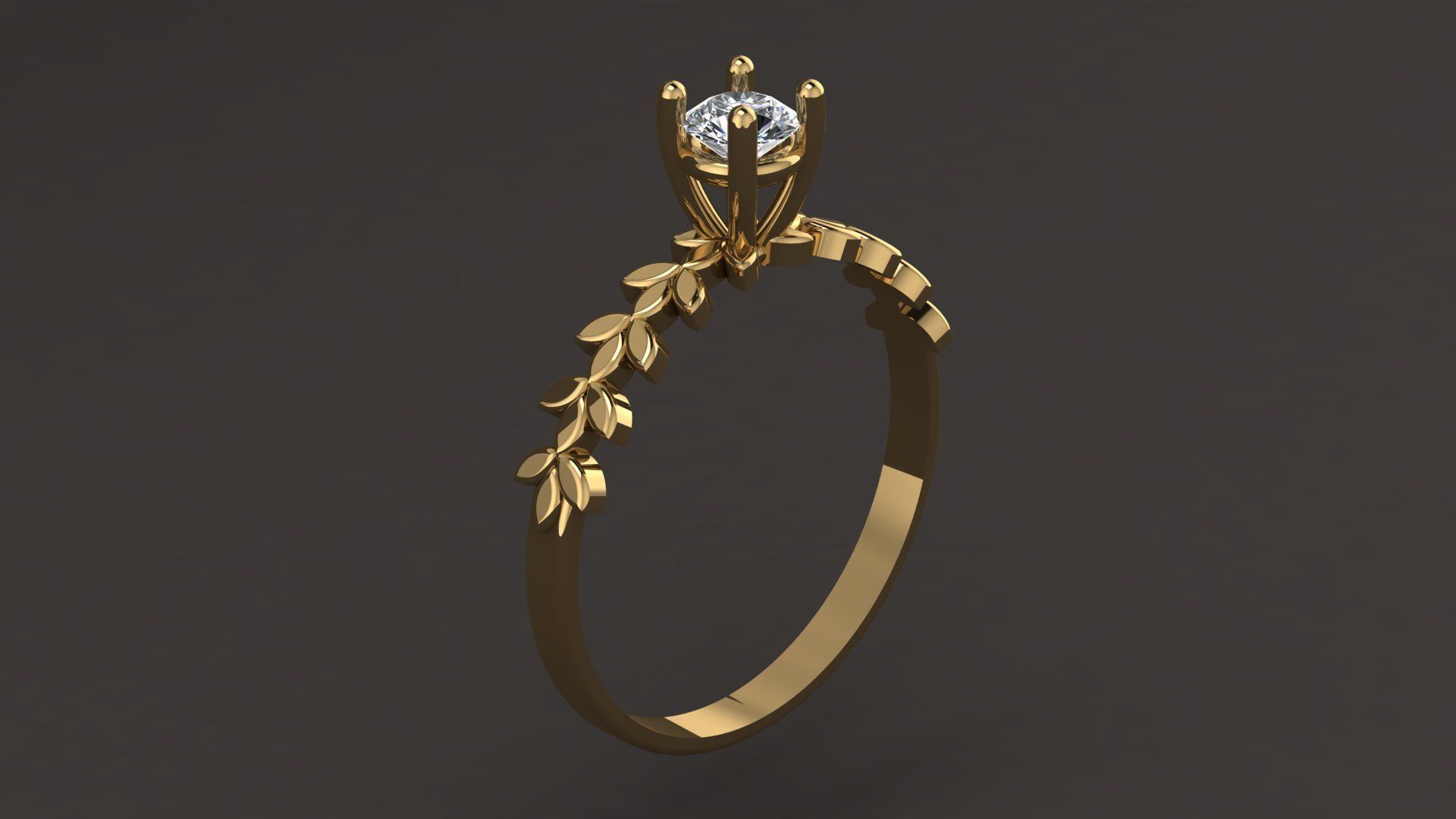 Solitare Ring 3D print model_4
