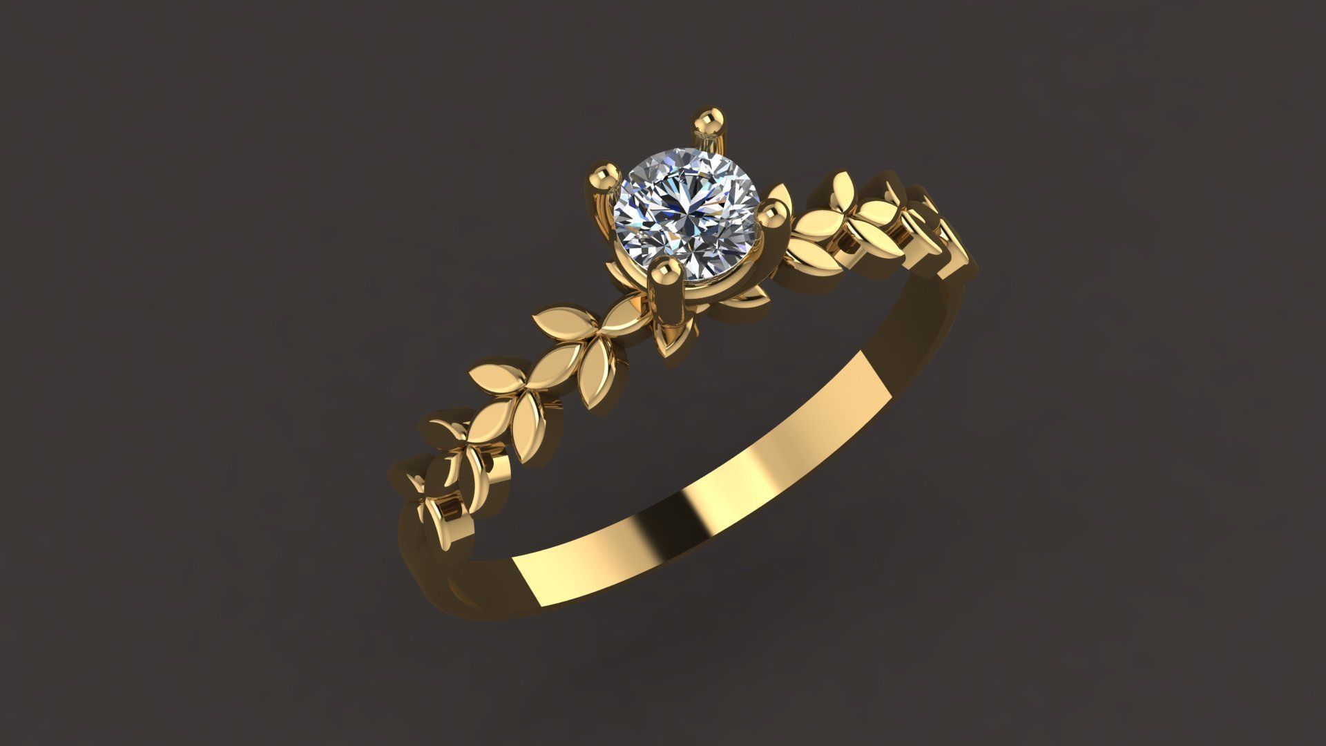 Solitare Ring 3D print model_1