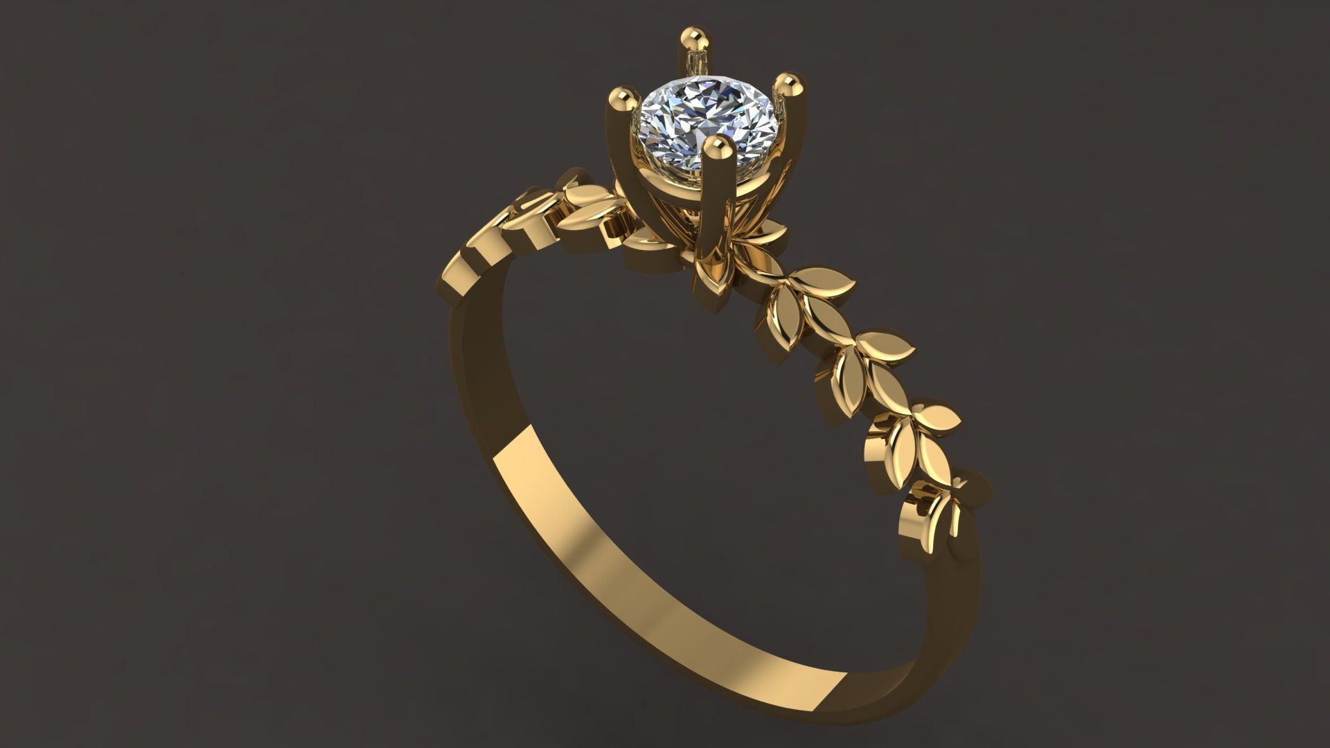 Solitare Ring 3D print model_5