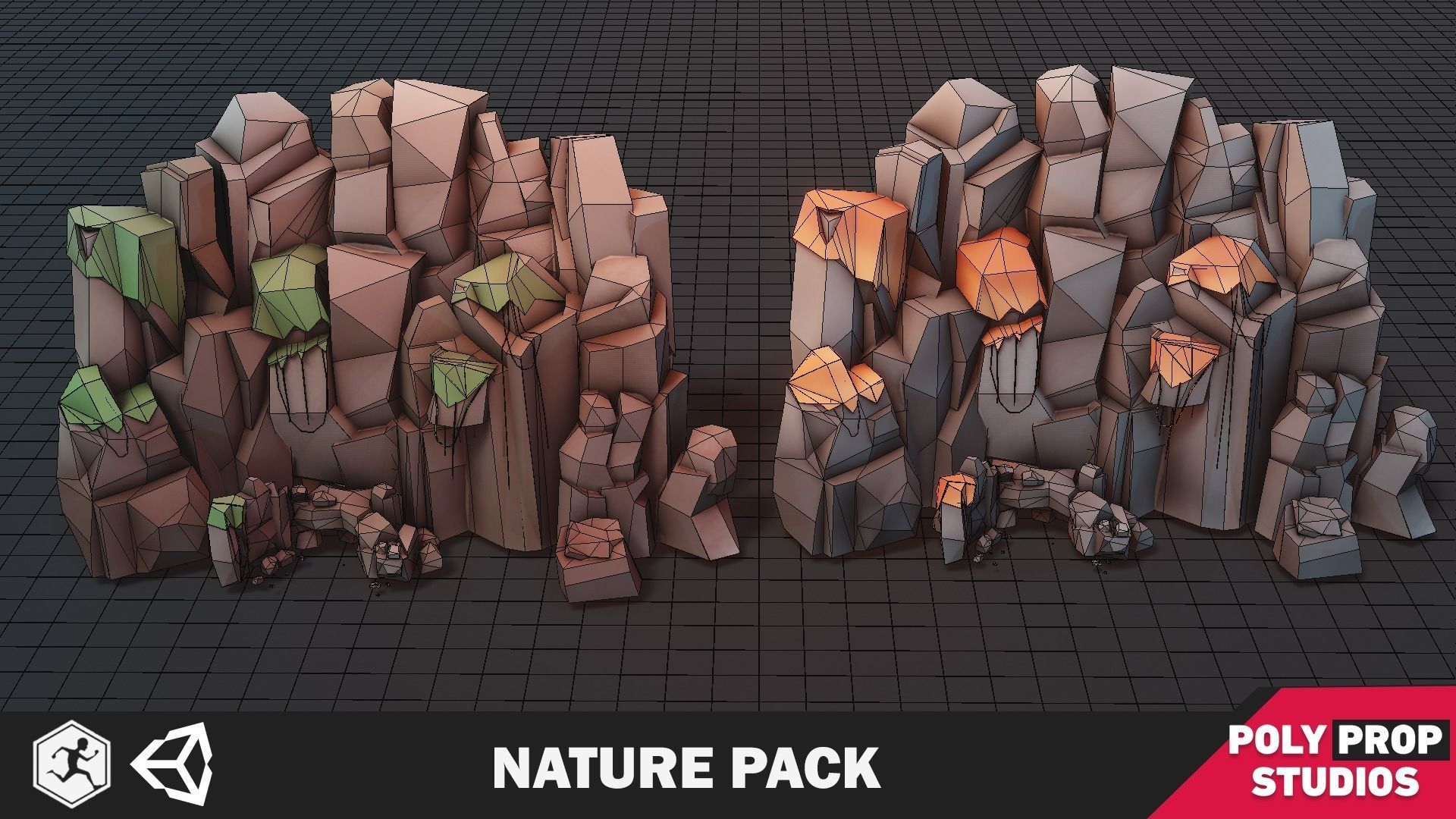 Nature Pack Low Poly Cartoon Trees Grass Plants and Rocks Low-poly 3D model_9