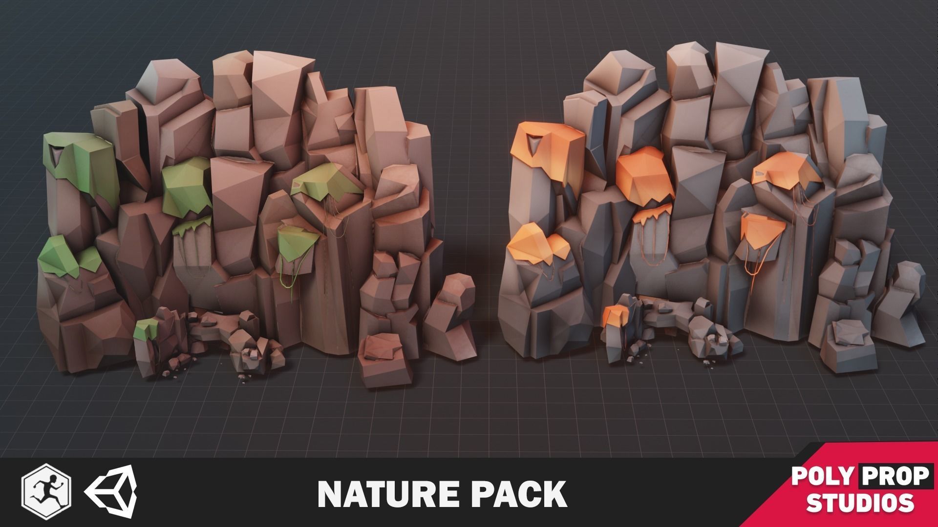 Nature Pack Low Poly Cartoon Trees Grass Plants and Rocks Low-poly 3D model_3