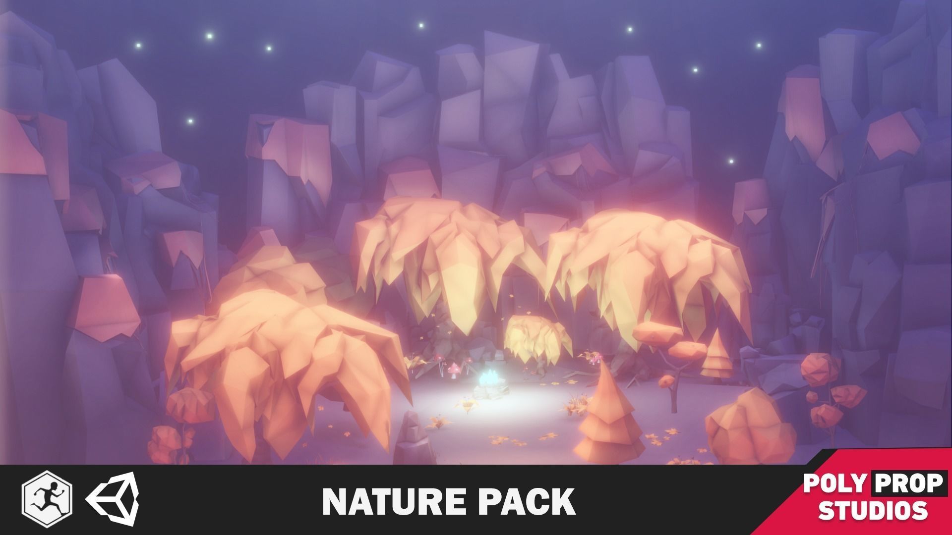 Nature Pack Low Poly Cartoon Trees Grass Plants and Rocks Low-poly 3D model_10