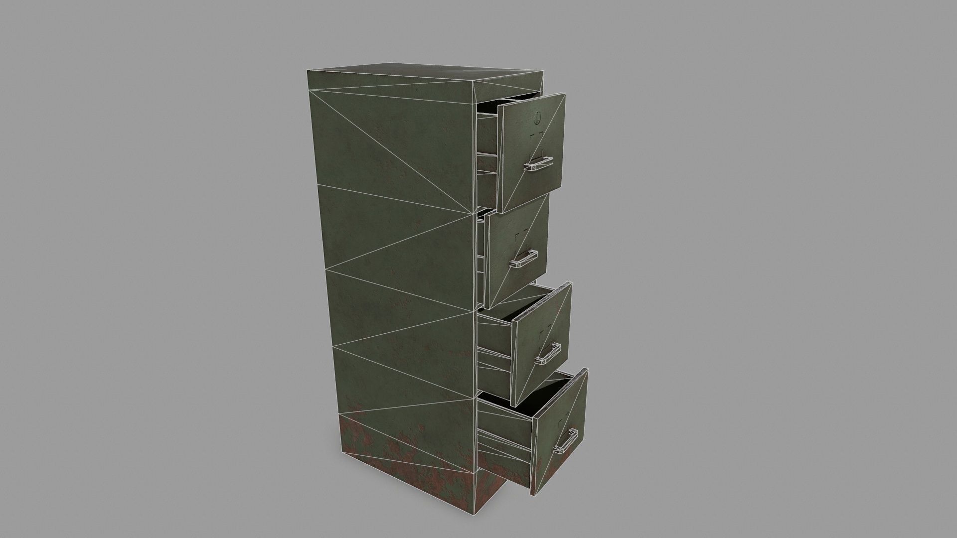 Cabinet metal filing Low-poly 3D model_10