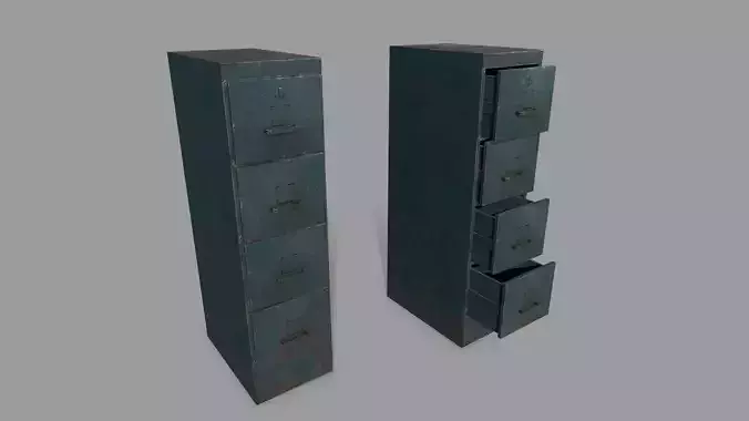 Cabinet metal box Low-poly 3D model