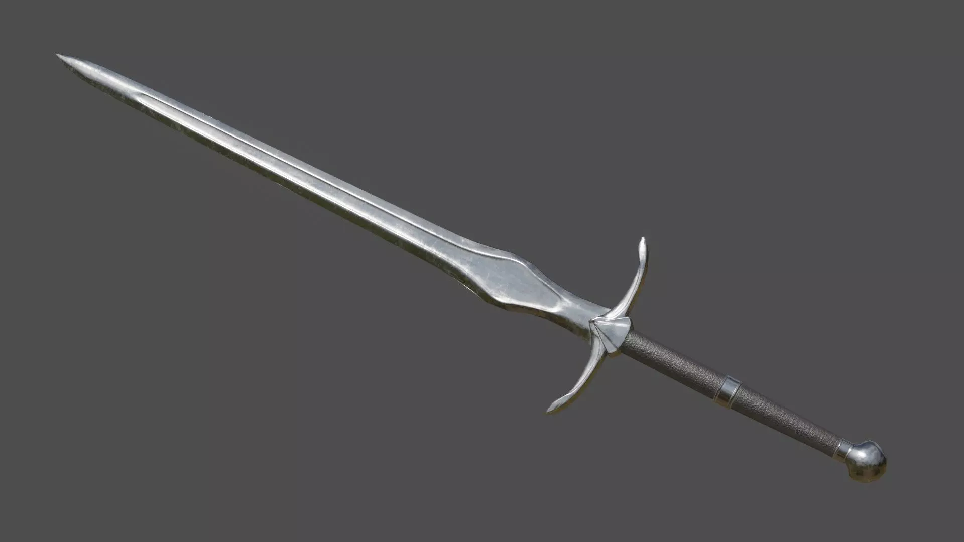 Sword silver Free low-poly 3D model