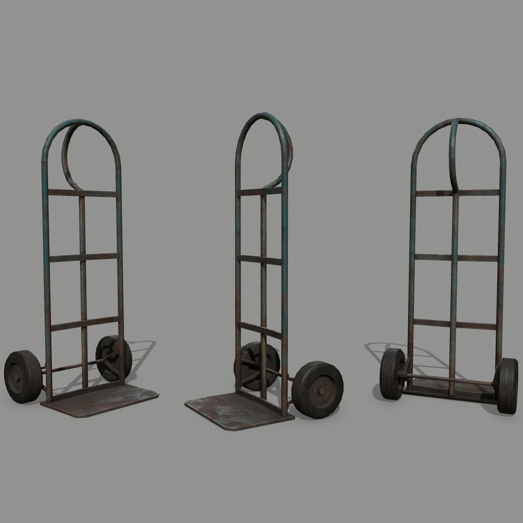 Trolley hand truck Low-poly 3D model_1