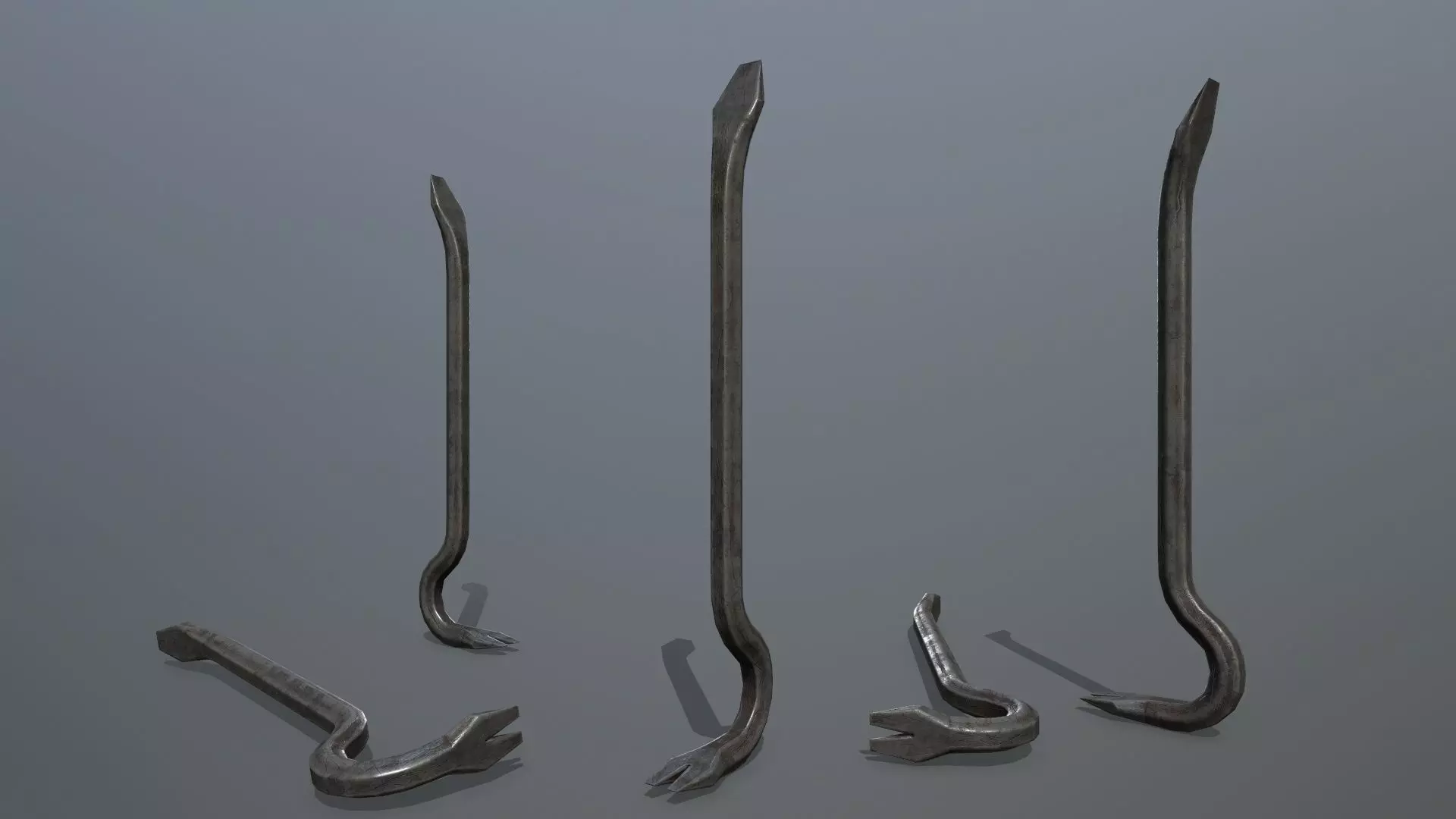 Crowbar metal hook Low-poly 3D model_0