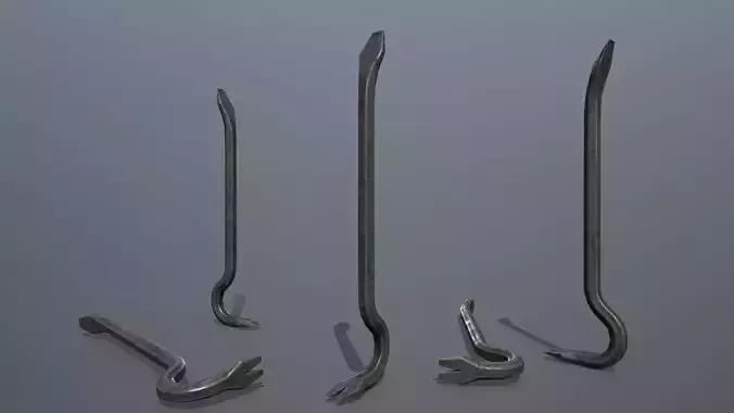 Crowbar metal hook Low-poly 3D model