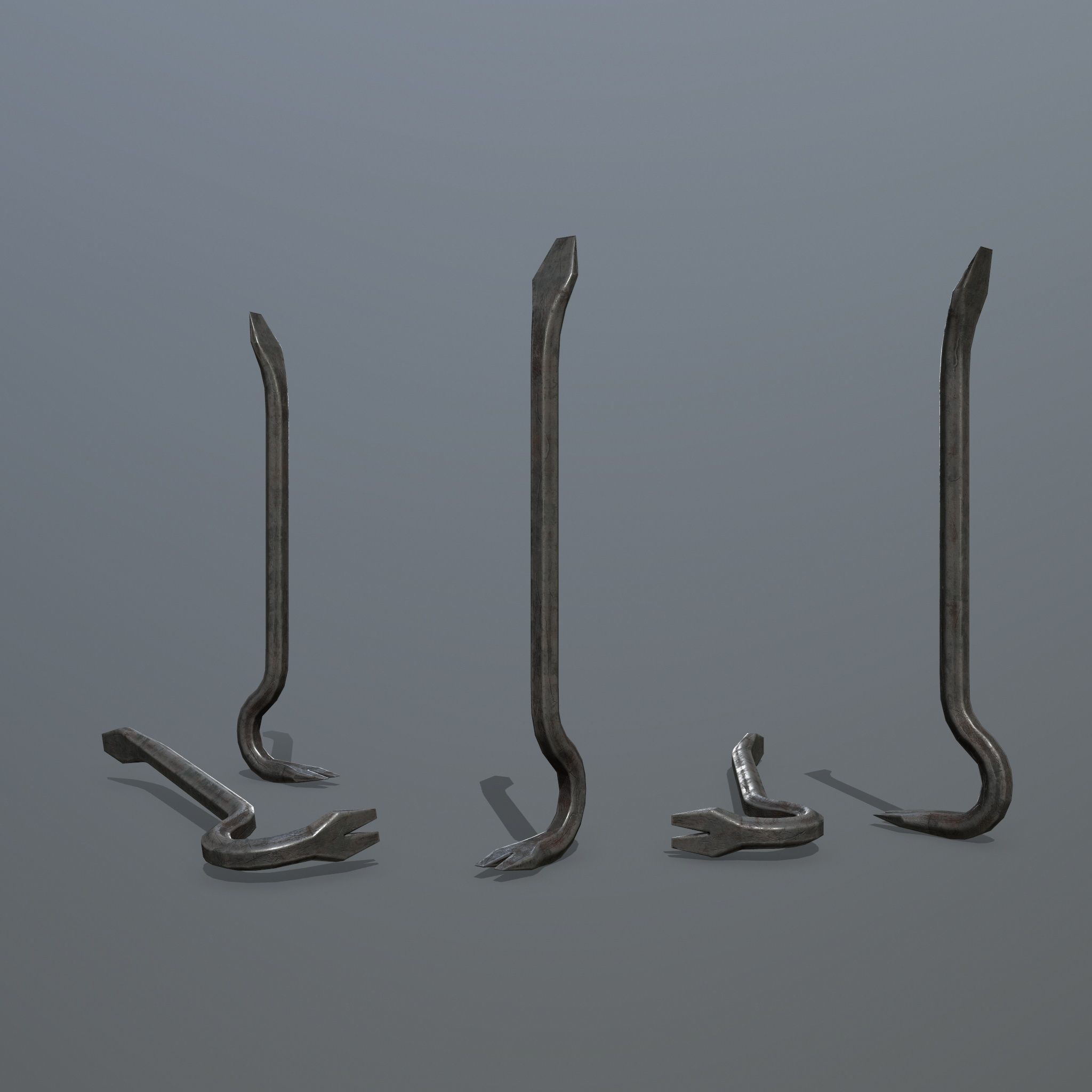Crowbar metal hook Low-poly 3D model_1