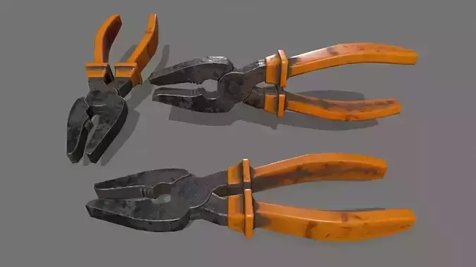 nippers orange pliers Low-poly 3D model