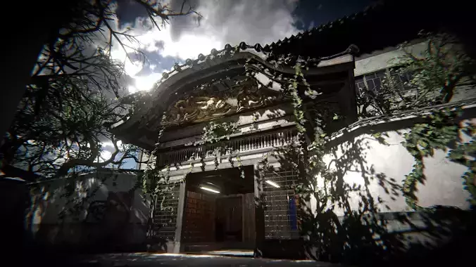 HQ Old Japanese Bathhouse Environment Low-poly 3D model
