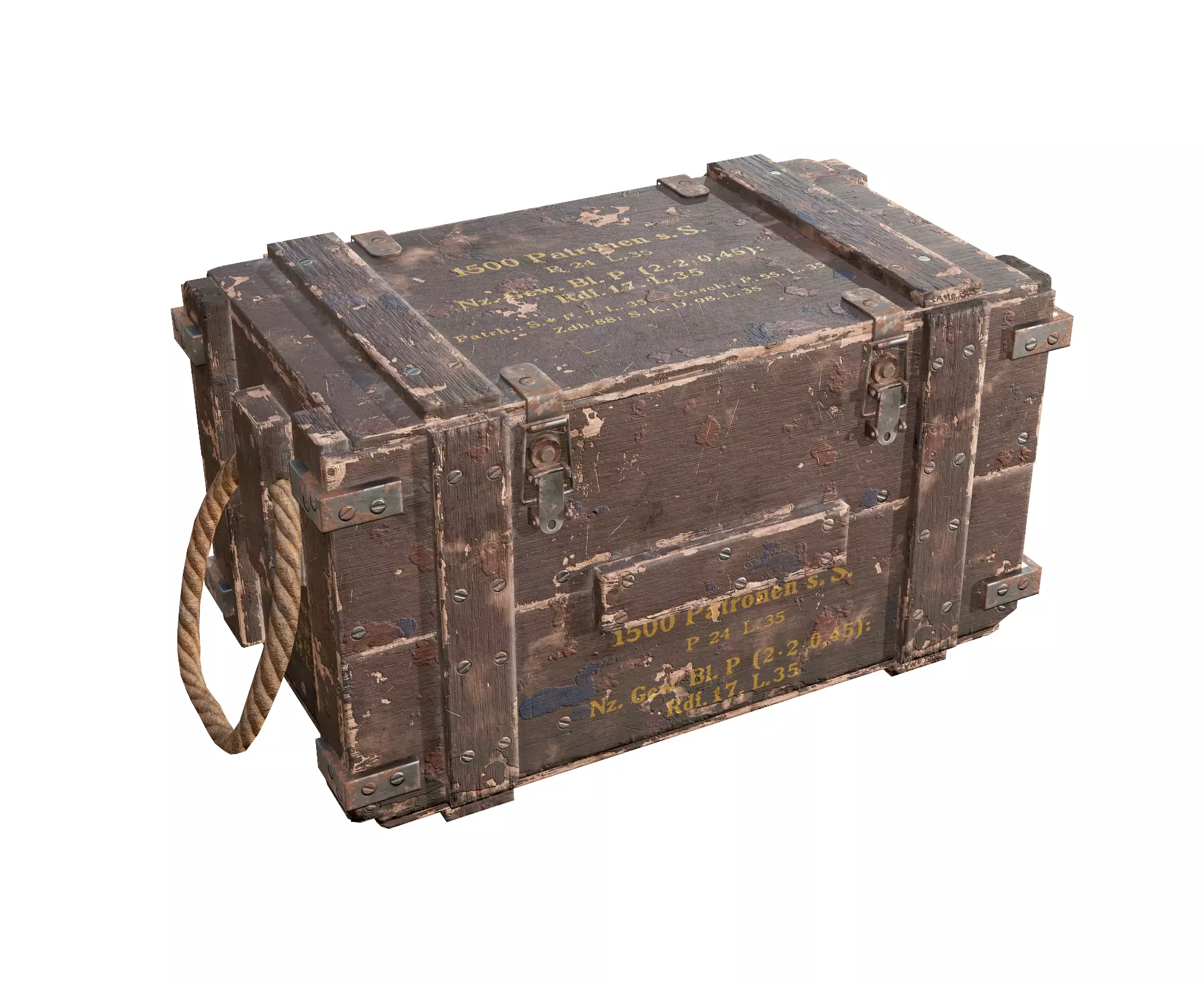 Old military box ammo create Low-poly 3D model