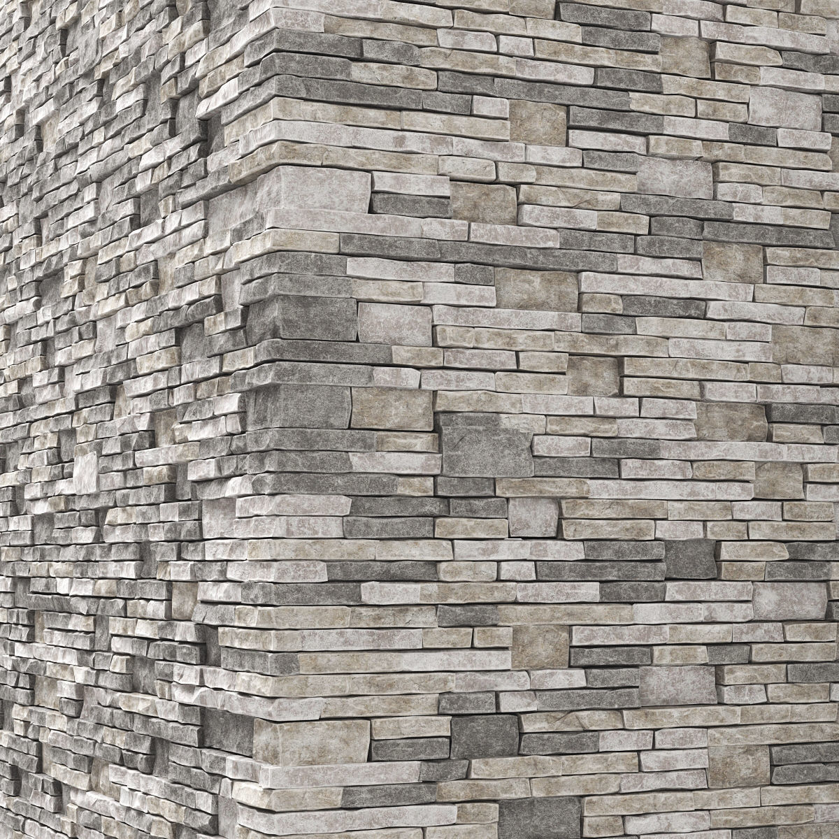 Brick stone wall granite many n3 3D model_6
