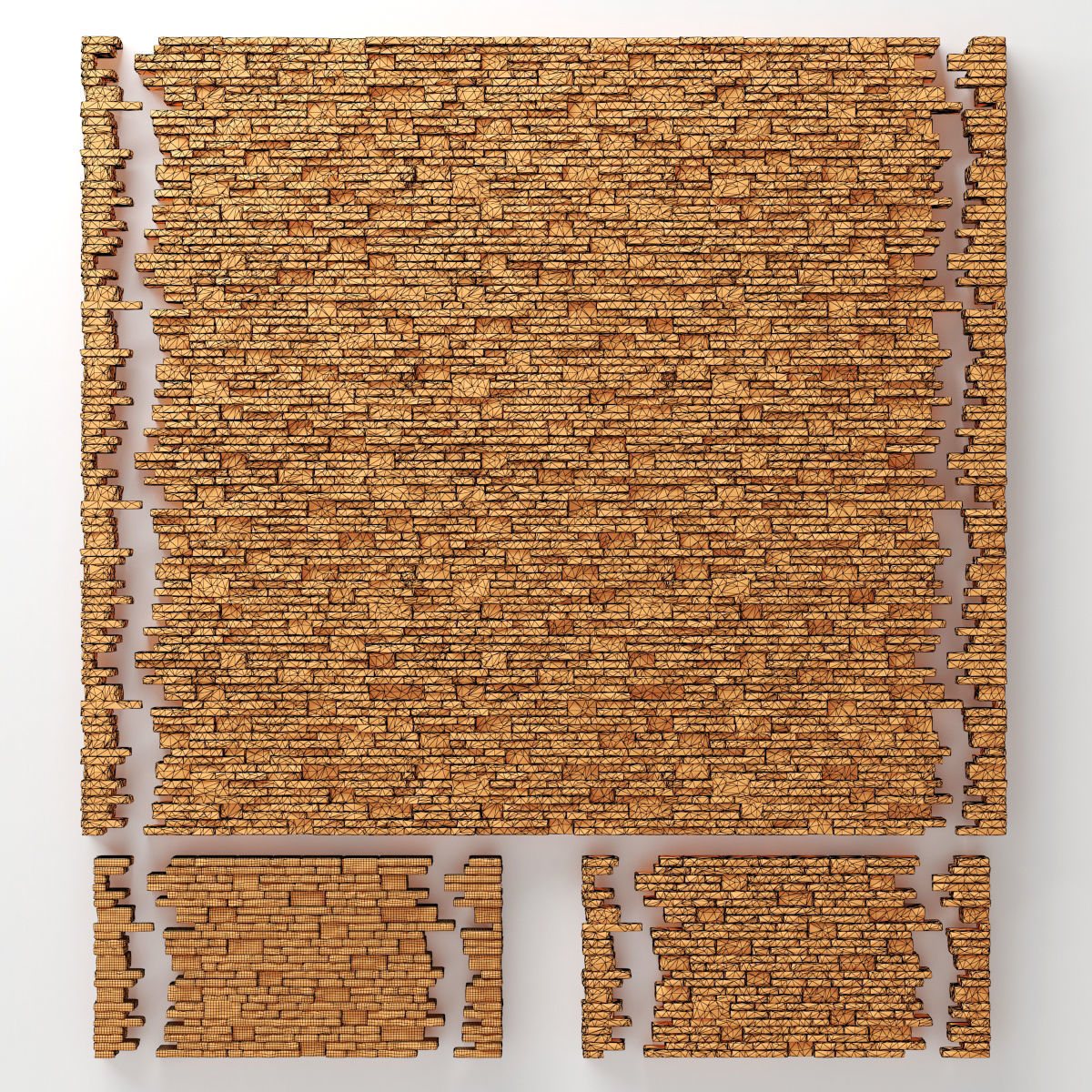 Brick stone wall granite many n3 3D model_24