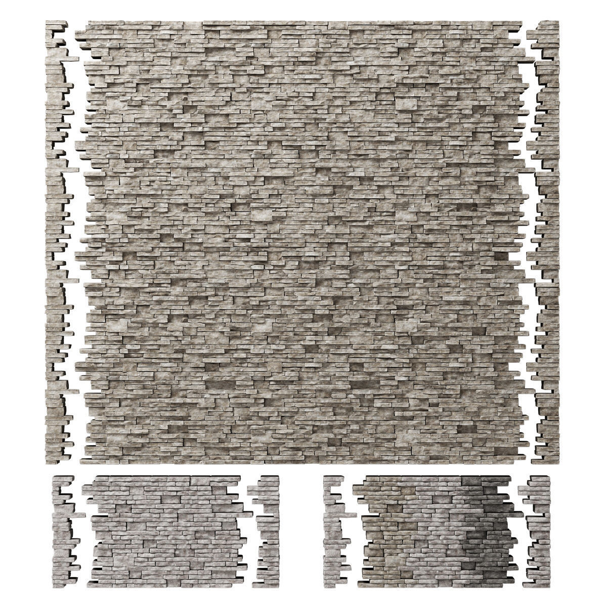 Brick stone wall granite many n3 3D model_1