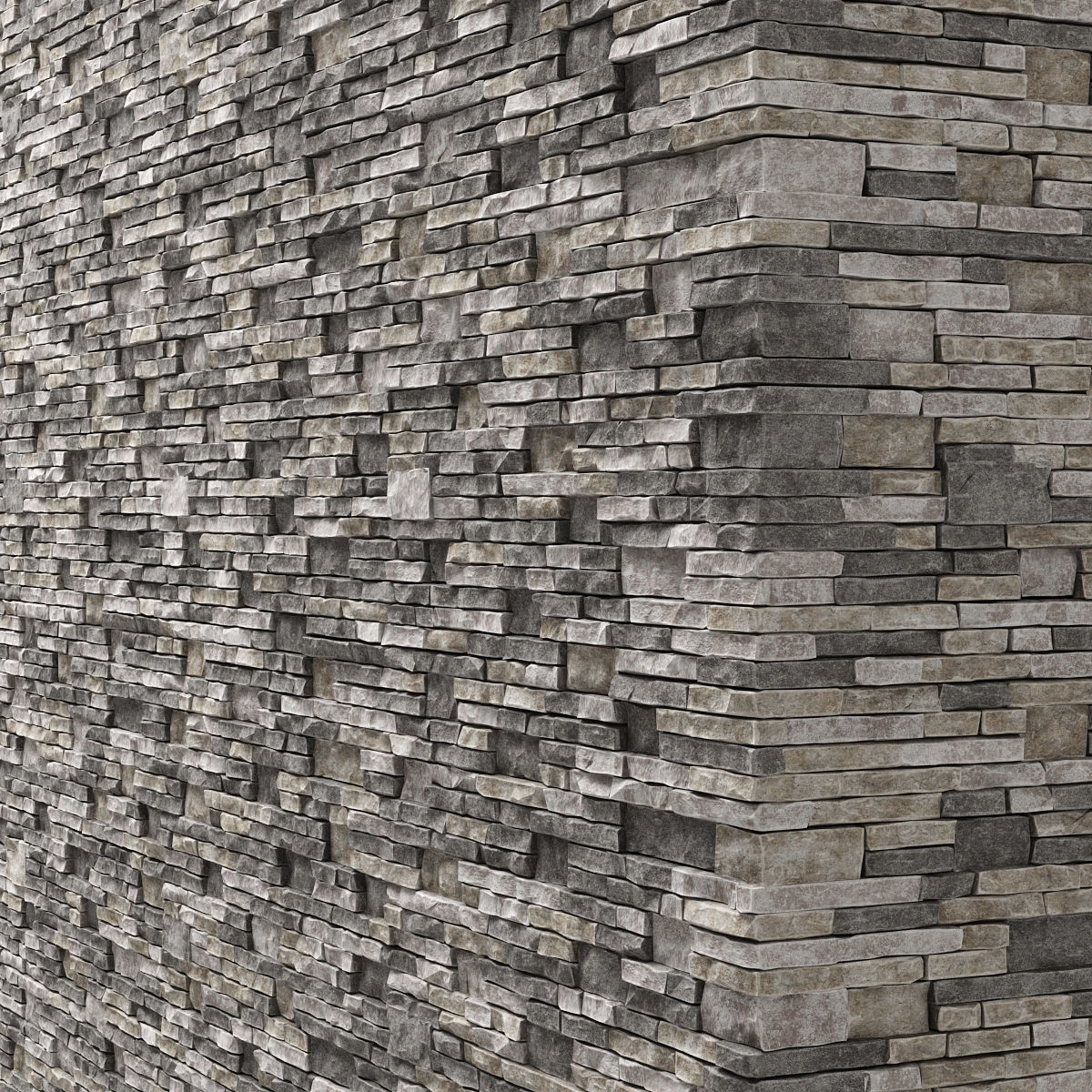 Brick stone wall granite many n3 3D model_8