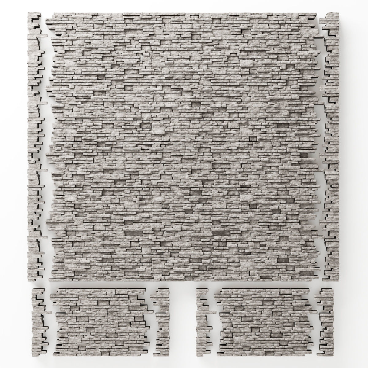 Brick stone wall granite many n3 3D model_12