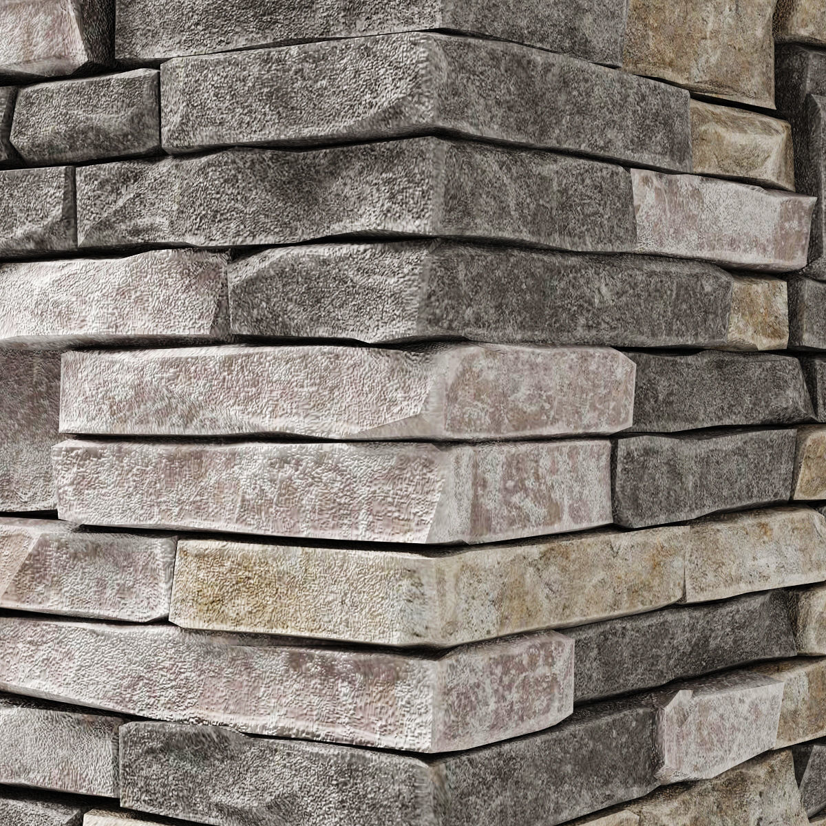 Brick stone wall granite many n3 3D model_9