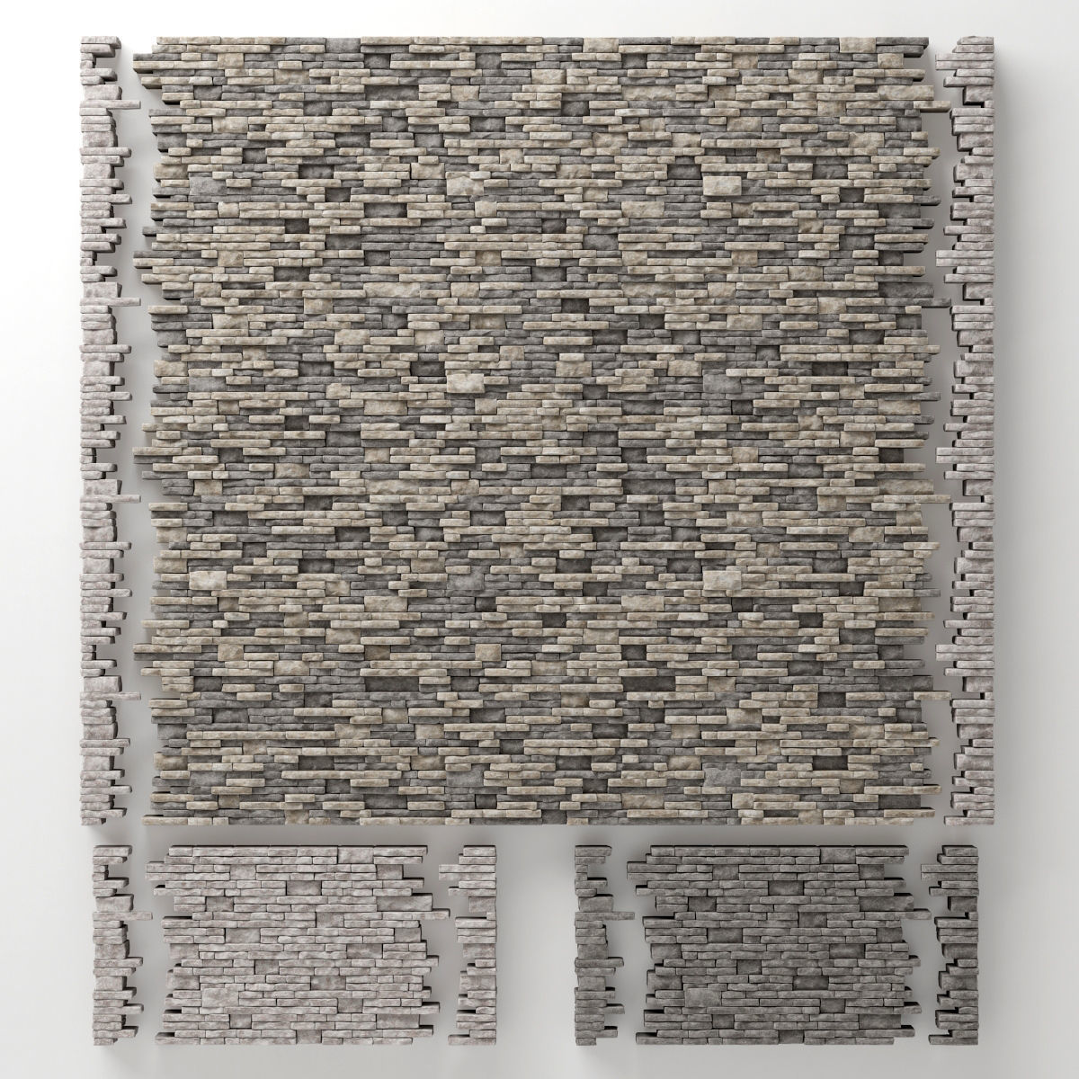 Brick stone wall granite many n3 3D model_19