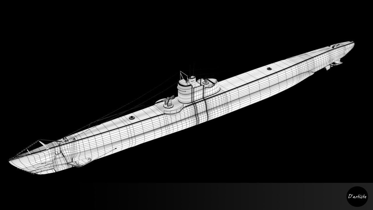 Soviet submarine S-13 C-13 1945 Low-poly 3D model_7