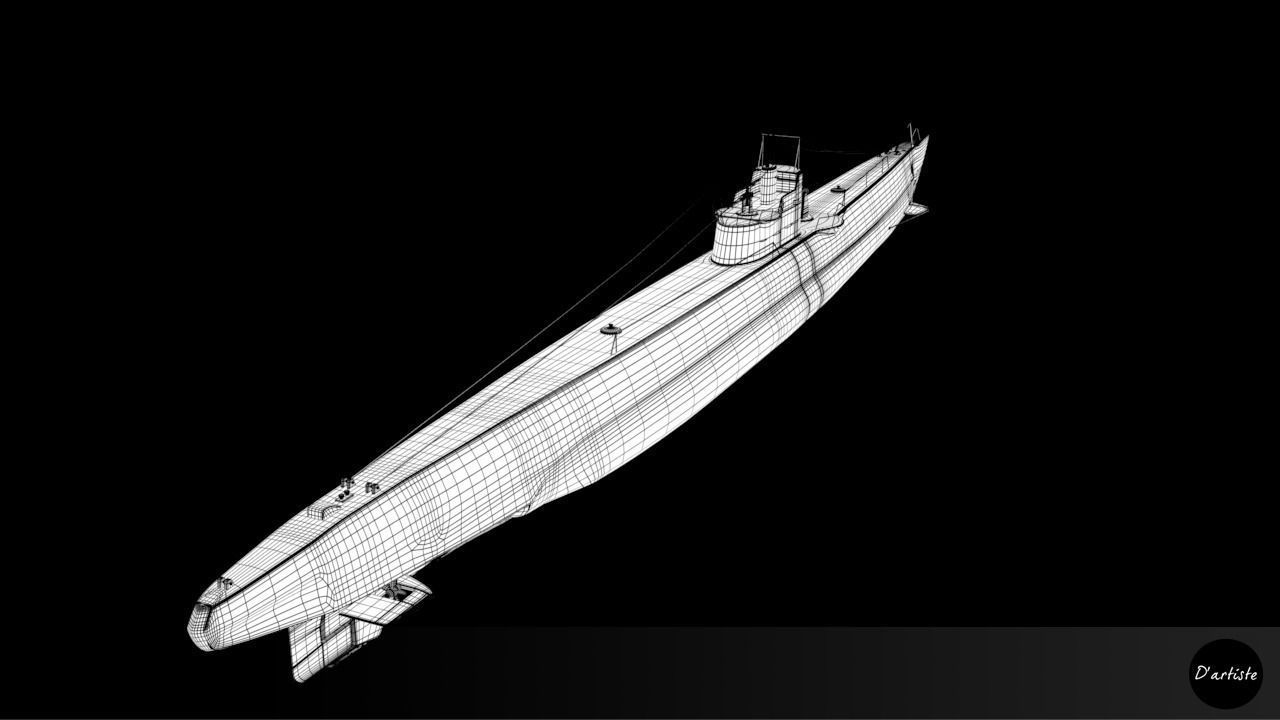 Soviet submarine S-13 C-13 1945 Low-poly 3D model_6