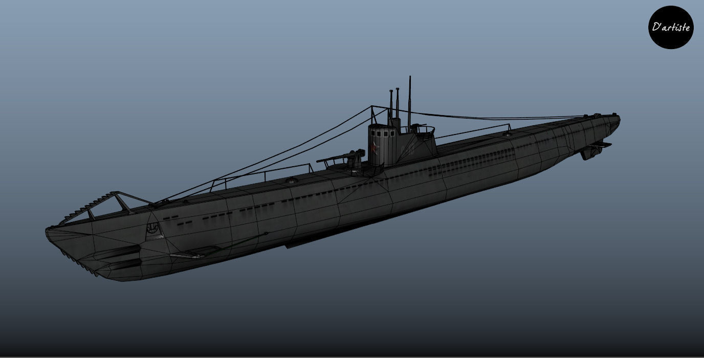 Soviet submarine S-13 C-13 1945 Low-poly 3D model_8