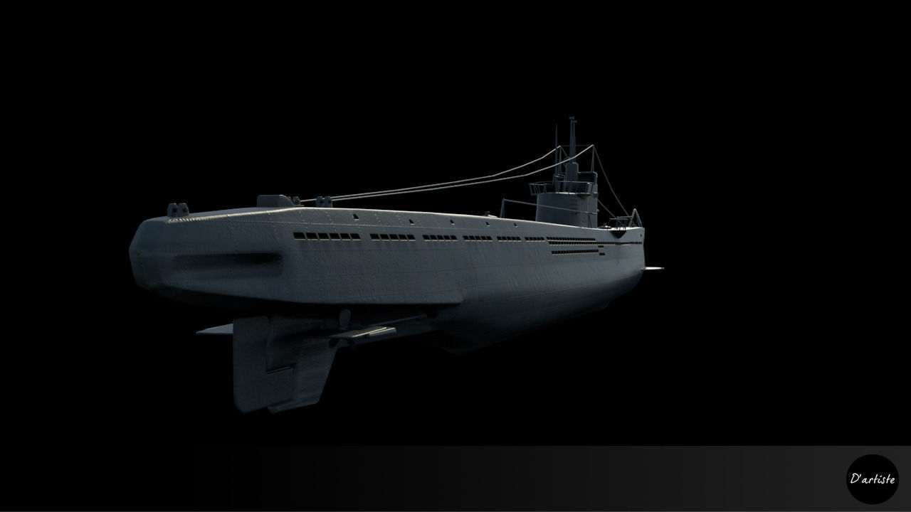 Soviet submarine S-13 C-13 1945 Low-poly 3D model_5
