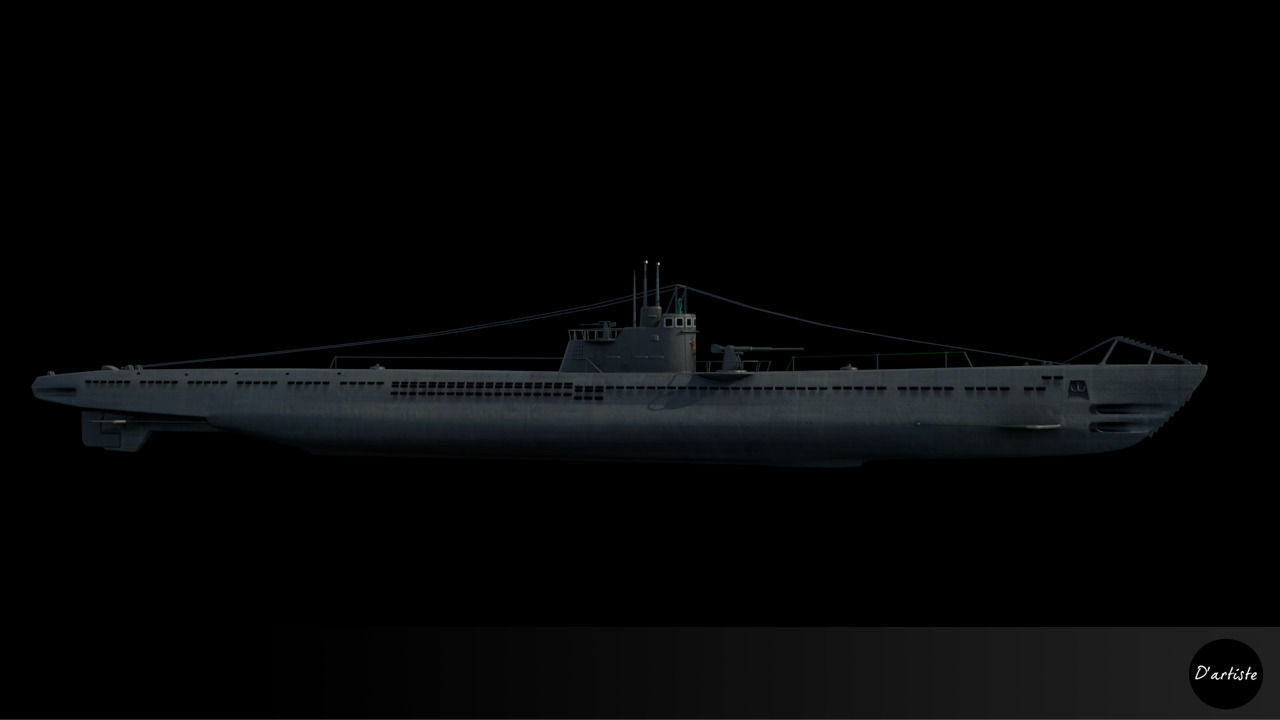 Soviet submarine S-13 C-13 1945 Low-poly 3D model_3