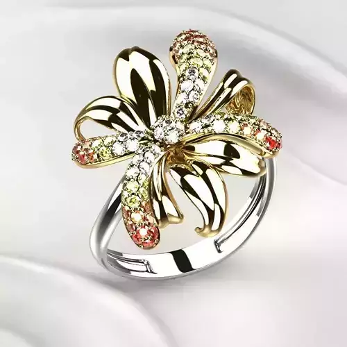 Gold Flower Ring 3D print model