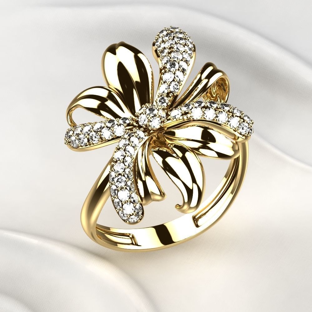 Gold Flower Ring 3D print model_5