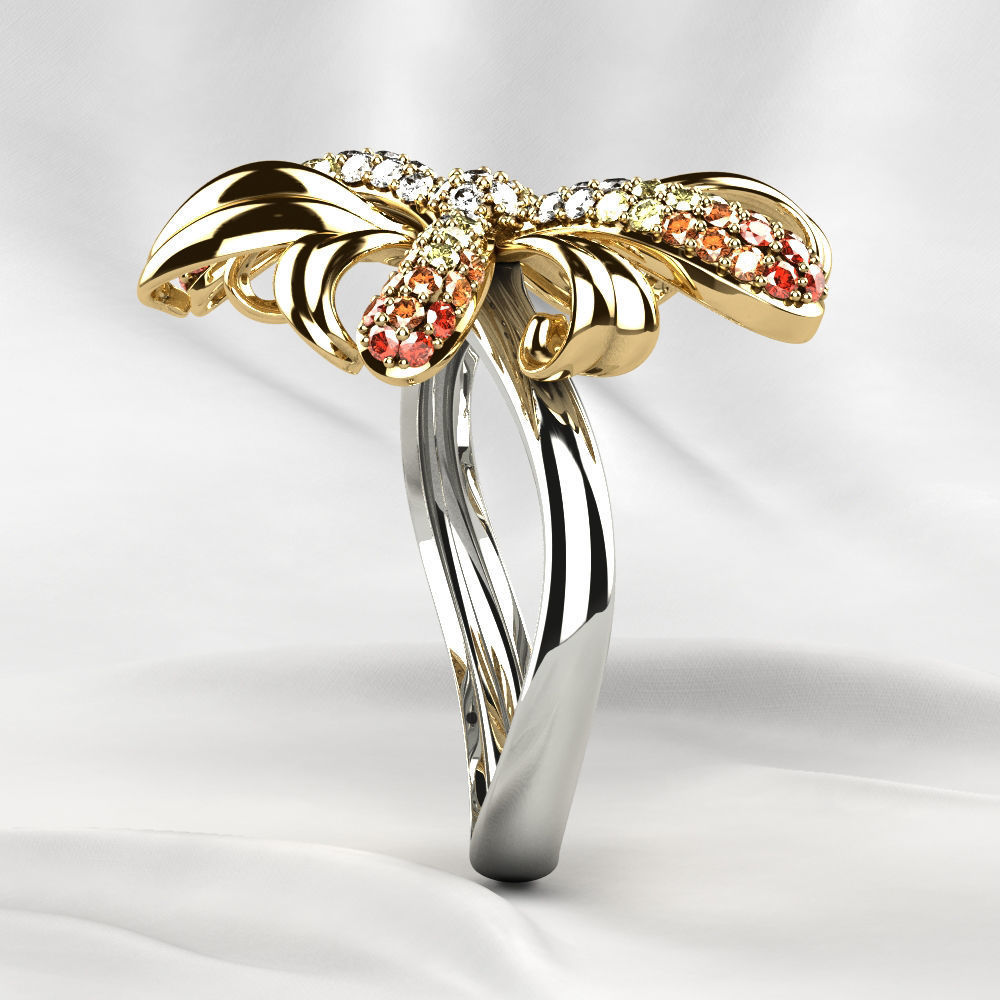Gold Flower Ring 3D print model_24