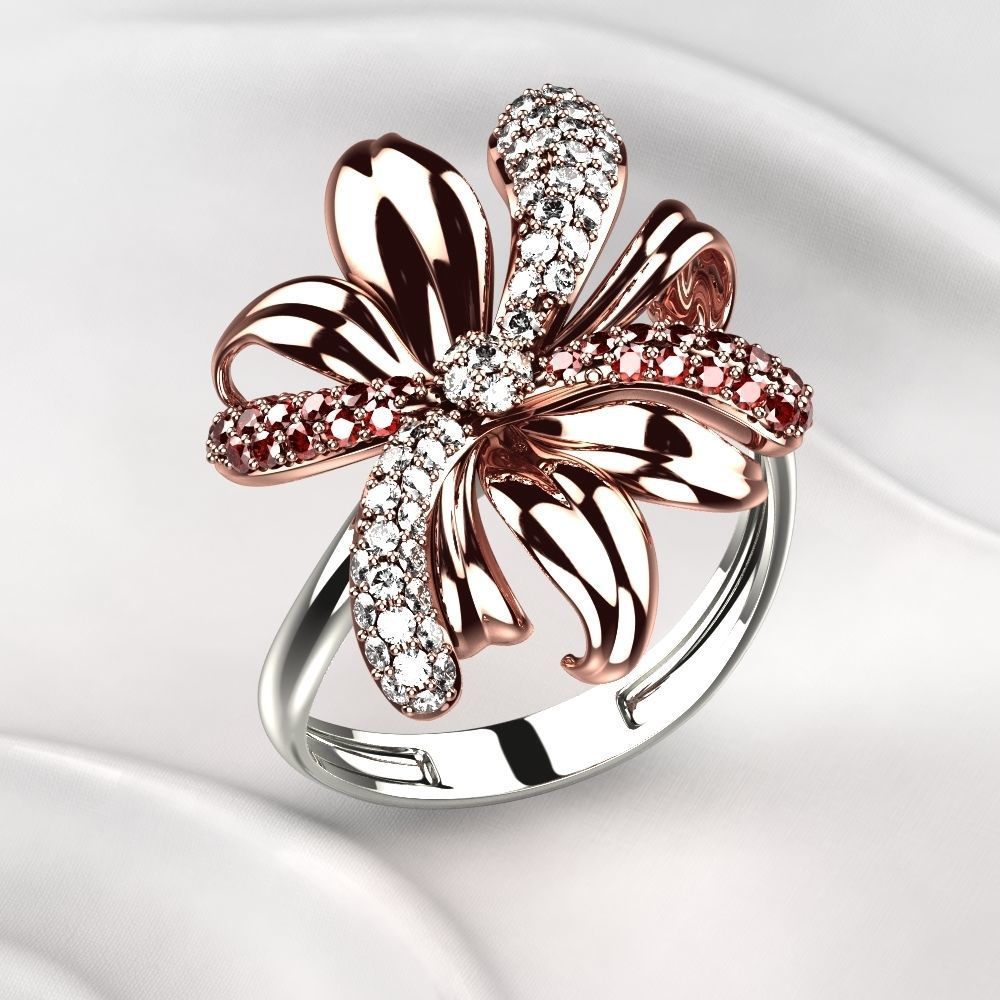 Gold Flower Ring 3D print model_8