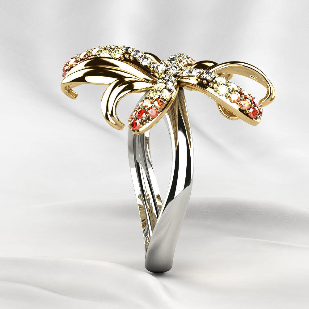 Gold Flower Ring 3D print model_18