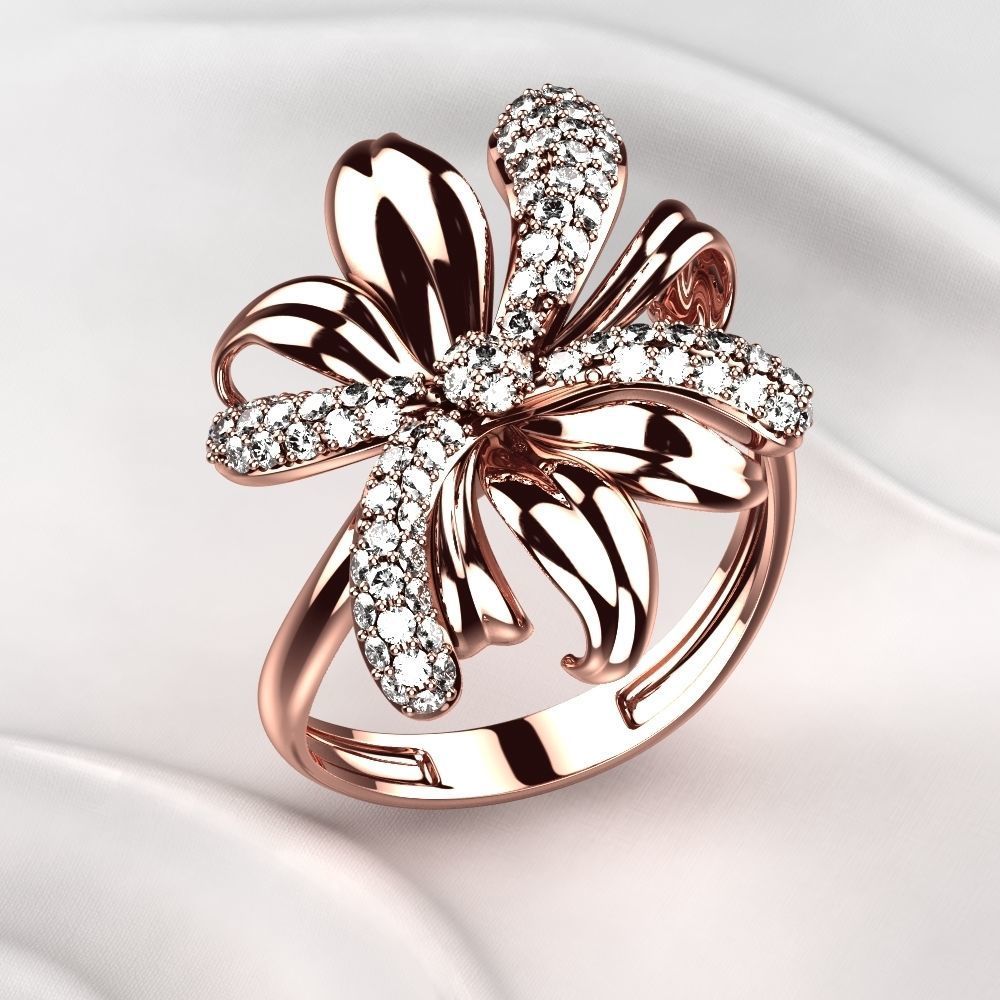 Gold Flower Ring 3D print model_10