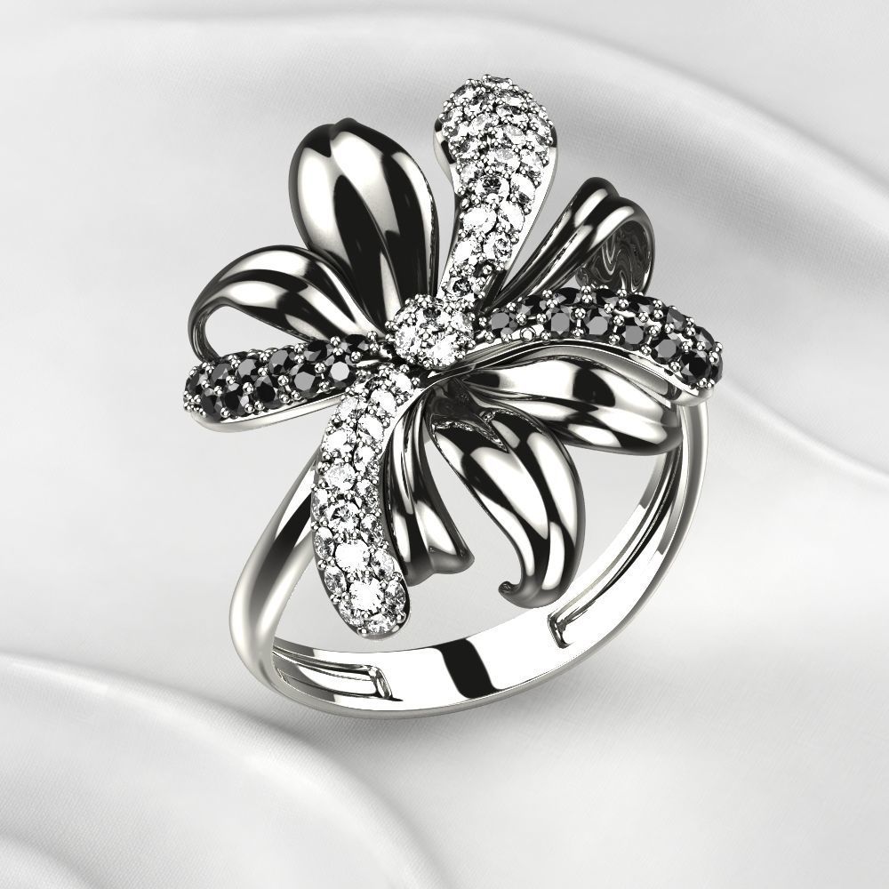 Gold Flower Ring 3D print model_14