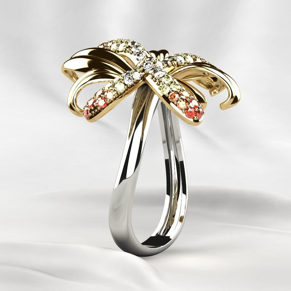 Gold Flower Ring 3D print model_19