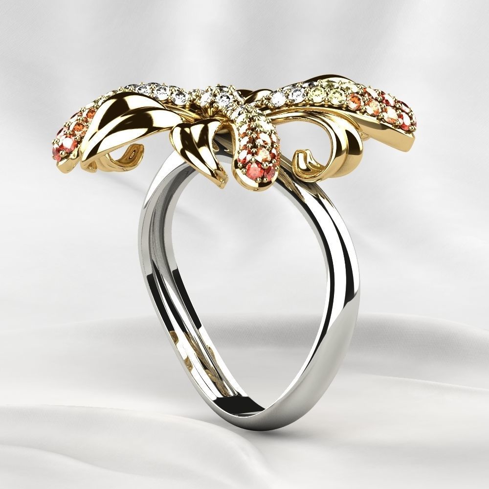 Gold Flower Ring 3D print model_23