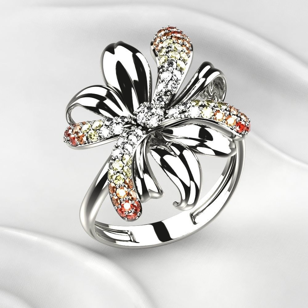 Gold Flower Ring 3D print model_11