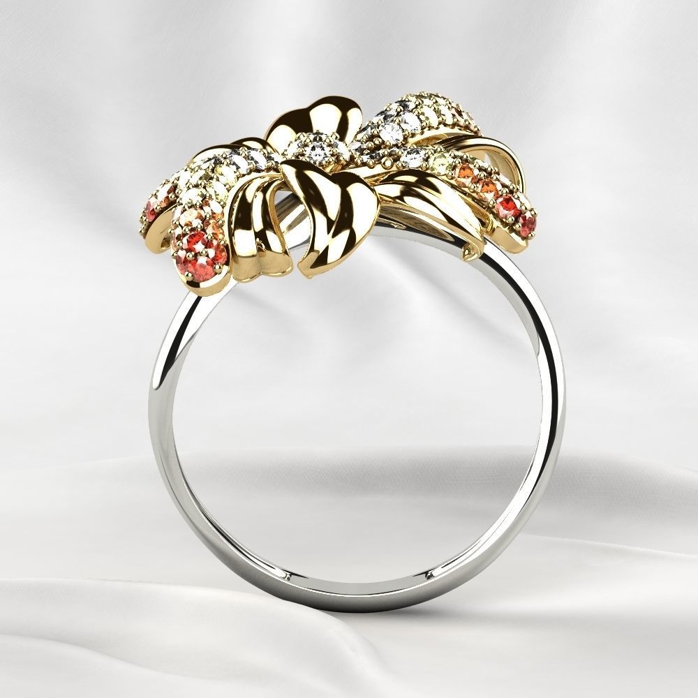 Gold Flower Ring 3D print model_21